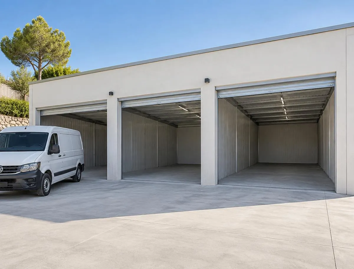 Triple — storage unit with its roller door open and direct vehicle access